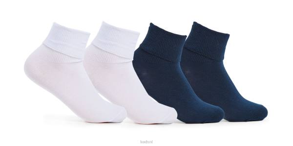 accessoires Keds 4 pk half cushion turn manchet wit/marineblauw groot kind 86BZ251