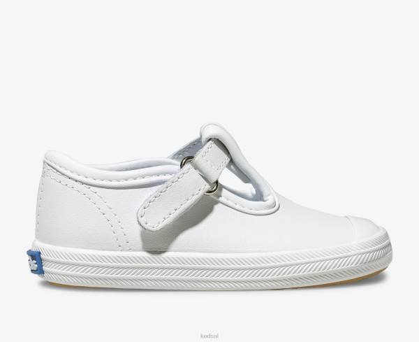 schoenen Keds kampioen neus t-strap sneaker wit leer klein kind 86BZ232