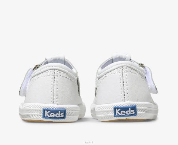 schoenen Keds kampioen neus t-strap sneaker wit leer klein kind 86BZ232