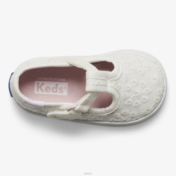 schoenen Keds kampioen neus t-strap wit oogje klein kind 86BZ248