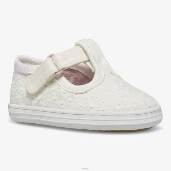 schoenen Keds kampioen neus t-strap wit oogje klein kind 86BZ248