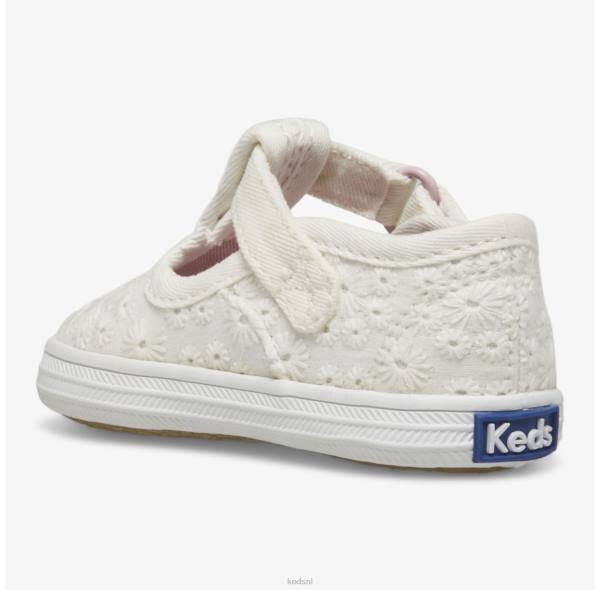 schoenen Keds kampioen neus t-strap wit oogje klein kind 86BZ248