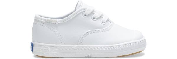 schoenen Keds kampioen sneaker met neuskap wit leer klein kind 86BZ231