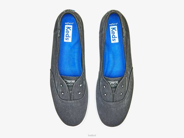 schoenen Keds chillax mini twill instapsneaker zwart vrouwen 86BZ36