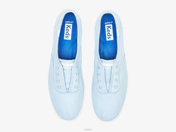 schoenen Keds chillax wasbare twill instapsneaker lichtblauw vrouwen 86BZ60
