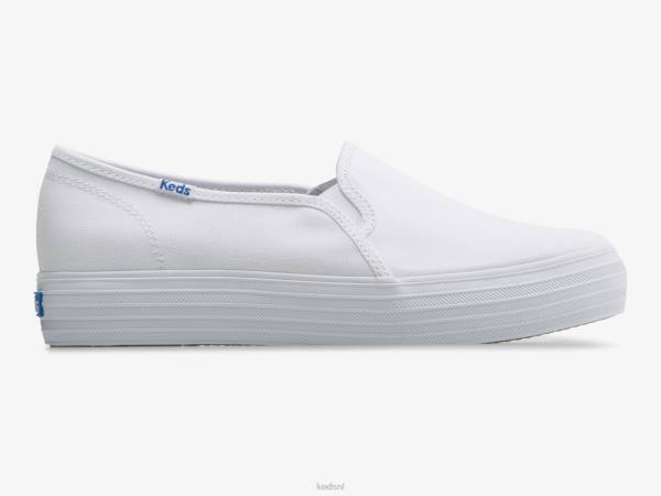 schoenen Keds driedubbele canvas slip-on sneaker wit vrouwen 86BZ40