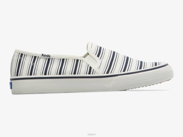schoenen Keds dubbeldekker canvas gestreepte instapsneaker witte marine vrouwen 86BZ67