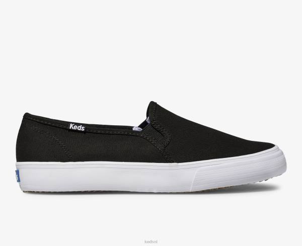 schoenen Keds dubbeldekker canvas slip op sneaker zwart vrouwen 86BZ1