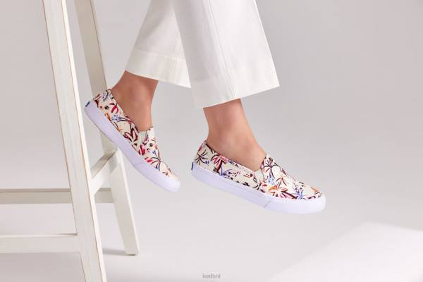 schoenen Keds dubbeldekker eiland print slip op sneaker grijs roze vrouwen 86BZ21