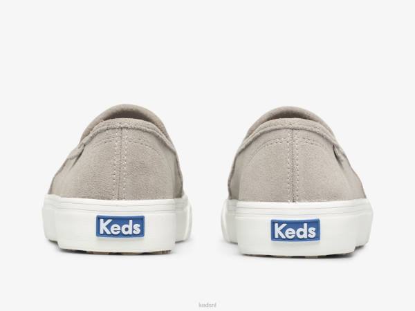 schoenen Keds dubbeldekker geperforeerde suède instapsneaker grijs vrouwen 86BZ44