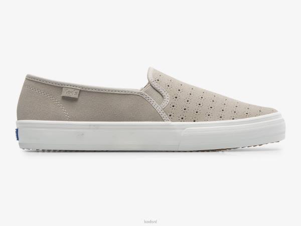 schoenen Keds dubbeldekker geperforeerde suède instapsneaker grijs vrouwen 86BZ68