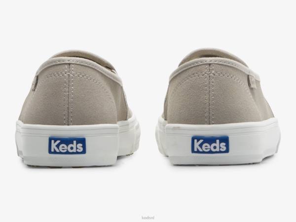 schoenen Keds dubbeldekker geperforeerde suède instapsneaker grijs vrouwen 86BZ68