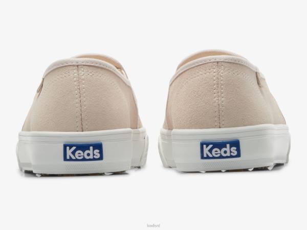 schoenen Keds dubbeldekker geperforeerde suède instapsneaker lichtroze vrouwen 86BZ69