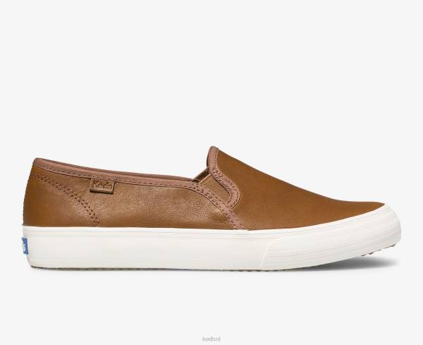 schoenen Keds dubbeldekker lederen instapsneaker cognac vrouwen 86BZ26
