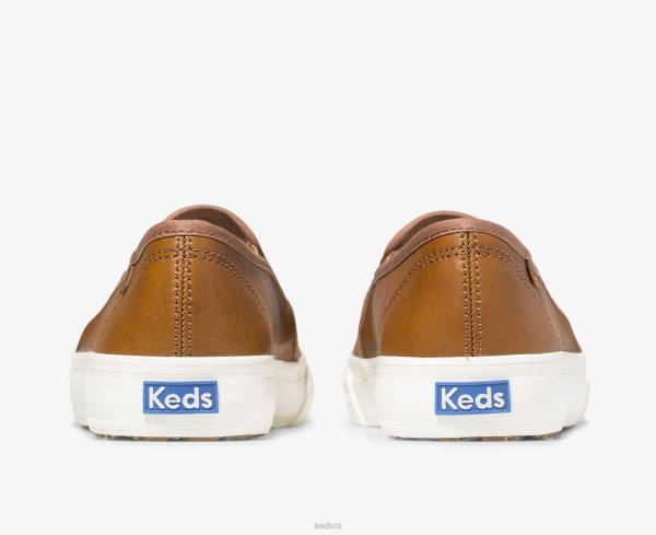 schoenen Keds dubbeldekker lederen instapsneaker cognac vrouwen 86BZ26