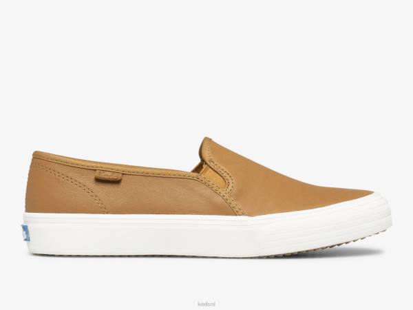 schoenen Keds dubbeldekker lederen instapsneaker mokka vrouwen 86BZ30