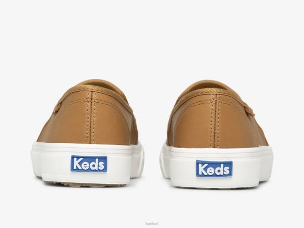 schoenen Keds dubbeldekker lederen instapsneaker mokka vrouwen 86BZ30