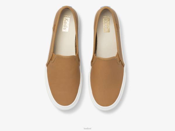 schoenen Keds dubbeldekker lederen instapsneaker mokka vrouwen 86BZ30
