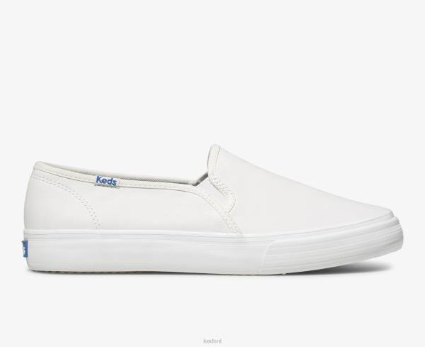 schoenen Keds dubbeldekker lederen instapsneaker wit vrouwen 86BZ28