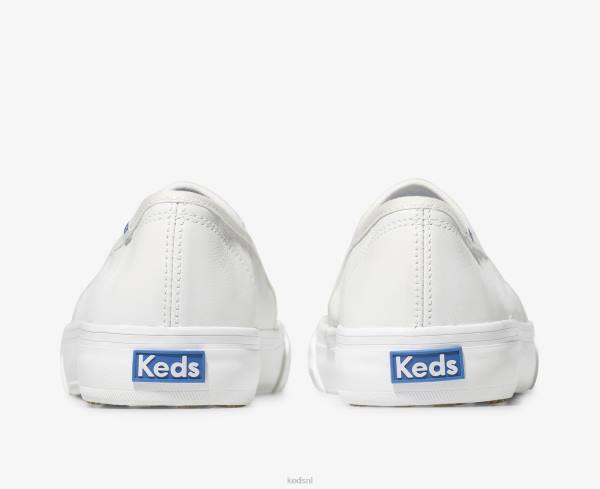 schoenen Keds dubbeldekker lederen instapsneaker wit vrouwen 86BZ28