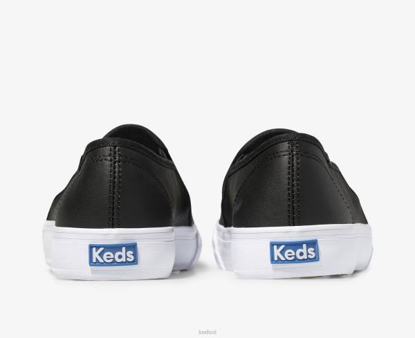 schoenen Keds dubbeldekker lederen instapsneaker zwart vrouwen 86BZ27