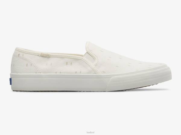 schoenen Keds dubbeldekker textiel slip op sneaker gebroken wit goud vrouwen 86BZ70