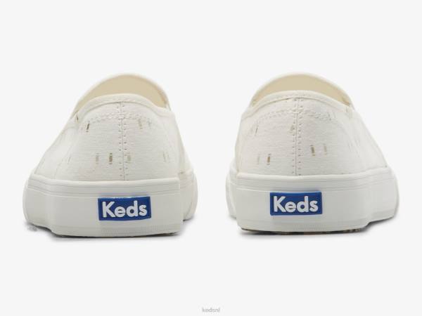 schoenen Keds dubbeldekker textiel slip op sneaker gebroken wit goud vrouwen 86BZ70