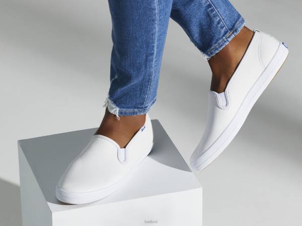 schoenen Keds kampioen leren instapsneaker wit vrouwen 86BZ25