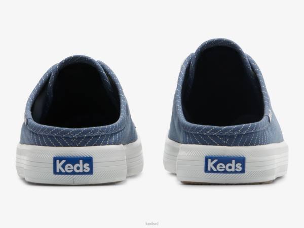 schoenen Keds kickstart mule canvas gestreepte instapsneaker blauw vrouwen 86BZ45