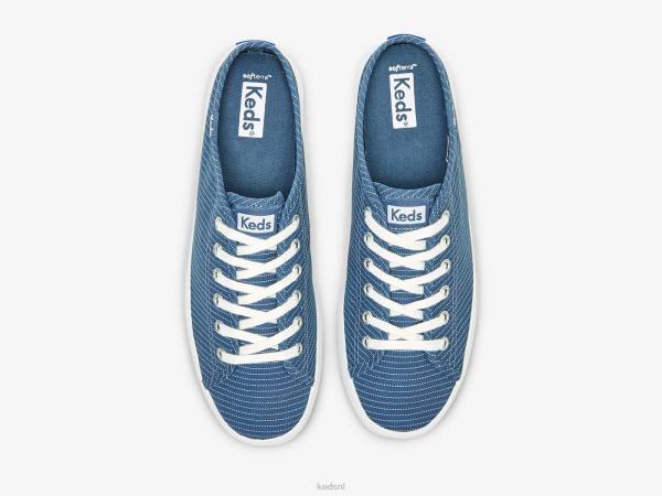 schoenen Keds kickstart mule canvas gestreepte instapsneaker blauw vrouwen 86BZ45