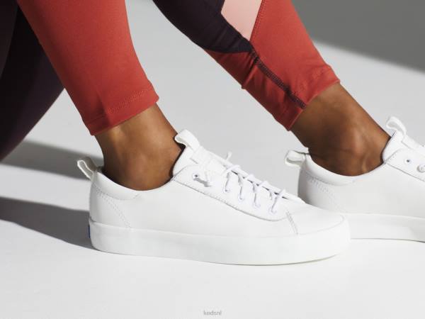 schoenen Keds kickback leren sneaker wit vrouwen 86BZ31