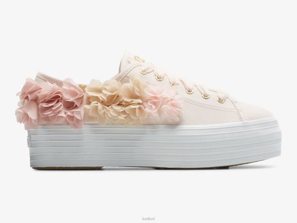 schoenen Keds driedubbele feestelijke sneaker met bloemenappliqué roze vrouwen 86BZ210