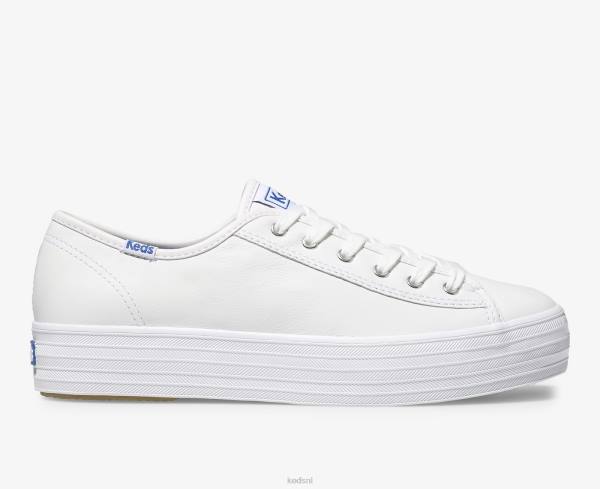 schoenen Keds driedubbele leren sneaker wit vrouwen 86BZ134