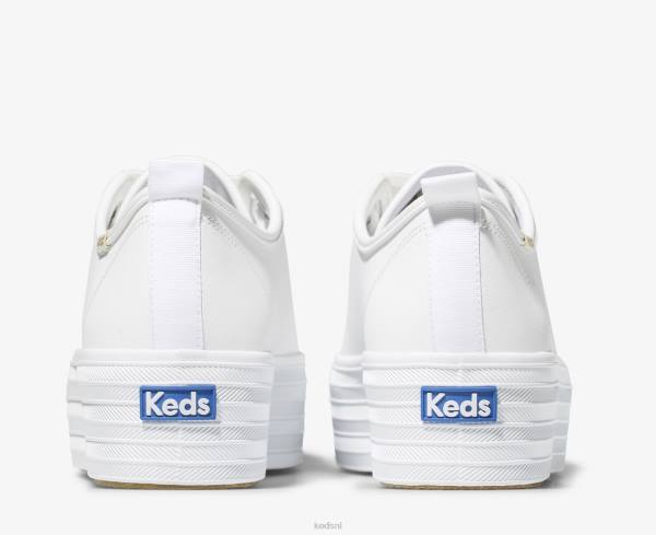 schoenen Keds driedubbele leren sneaker wit vrouwen 86BZ90