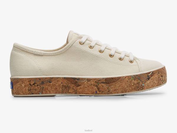 schoenen Keds driedubbele sneaker van kurk met foxing natuurlijk vrouwen 86BZ166
