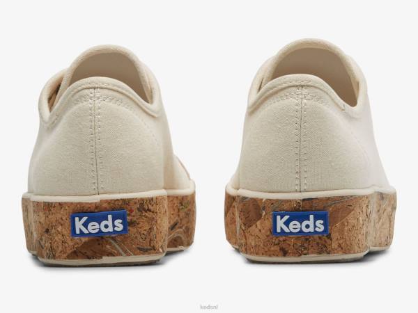 schoenen Keds driedubbele sneaker van kurk met foxing natuurlijk vrouwen 86BZ166