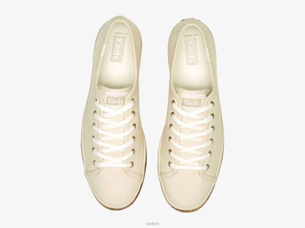 schoenen Keds driedubbele sneaker van kurk met foxing natuurlijk vrouwen 86BZ166