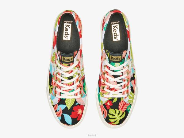 schoenen Keds jump kick duo tropische print sneaker zwart koraal vrouwen 86BZ156