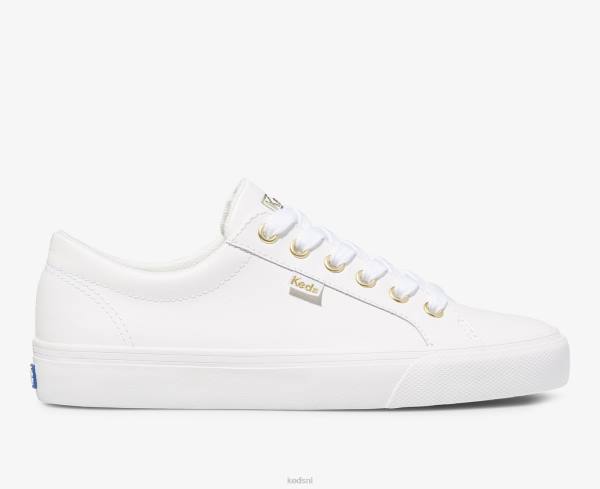 schoenen Keds jump-kick leren sneaker wit goud vrouwen 86BZ84