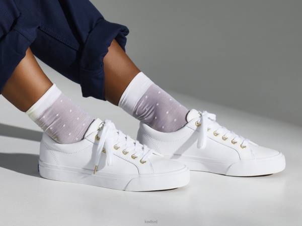 schoenen Keds jump-kick leren sneaker wit goud vrouwen 86BZ84