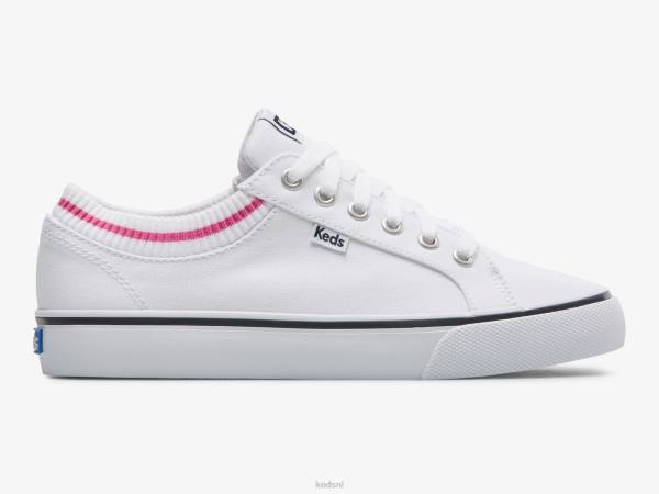 schoenen Keds jump kick rib gebreide kraag sneaker wit roze vrouwen 86BZ192