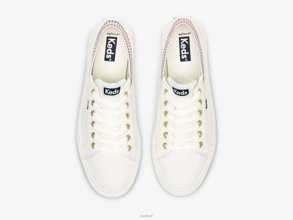 schoenen Keds jump kick rib gebreide kraag vierkante sneaker wit multi vrouwen 86BZ190