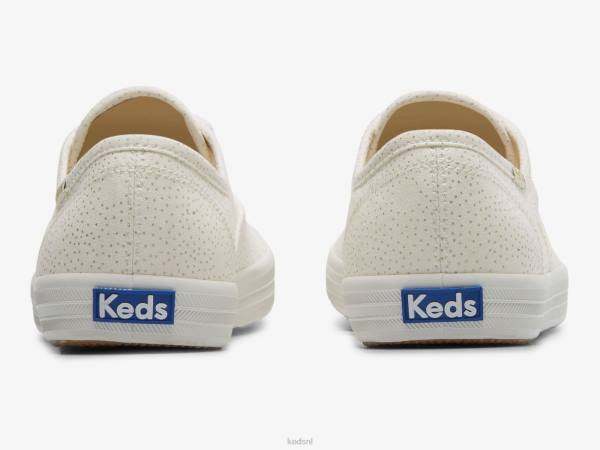 schoenen Keds kampioen canvas sneaker met stippenprint wit goud vrouwen 86BZ209
