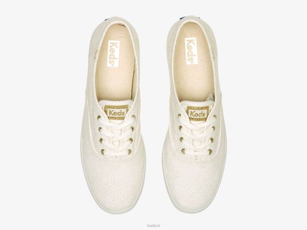 schoenen Keds kampioen canvas sneaker met stippenprint wit goud vrouwen 86BZ209