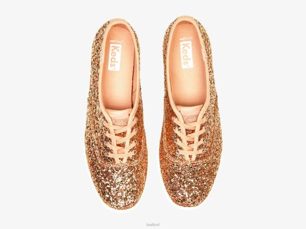 schoenen Keds kampioen glitter feestelijke sneaker rosé goud vrouwen 86BZ106