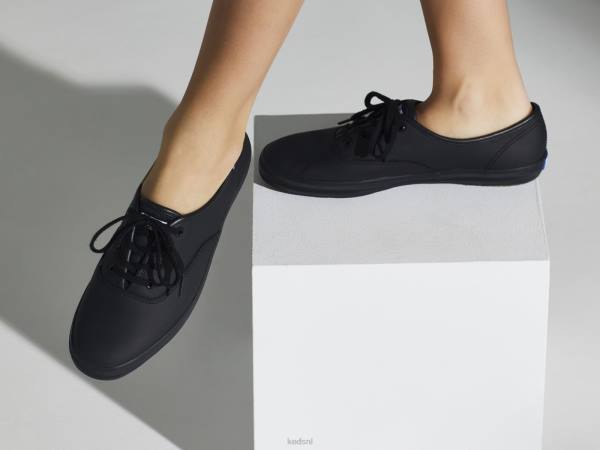 schoenen Keds kampioen originele leren sneaker zwart vrouwen 86BZ112