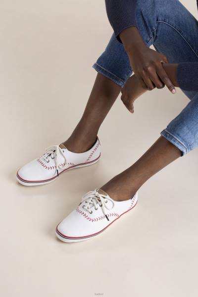 schoenen Keds kampioen wimpel lederen sneaker gebroken wit vrouwen 86BZ132