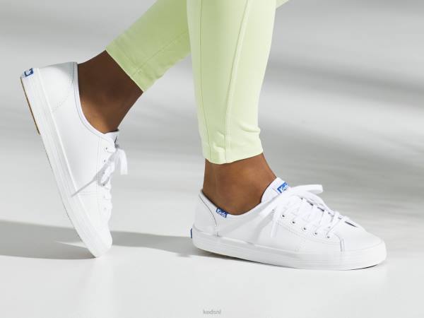 schoenen Keds kickstart leren sneaker wit Blauw vrouwen 86BZ91