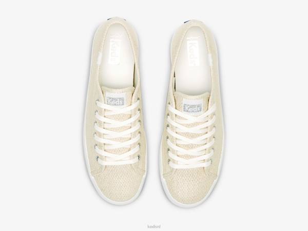 schoenen Keds kickstart sneaker van metallic textiel natuurlijk zilver vrouwen 86BZ175
