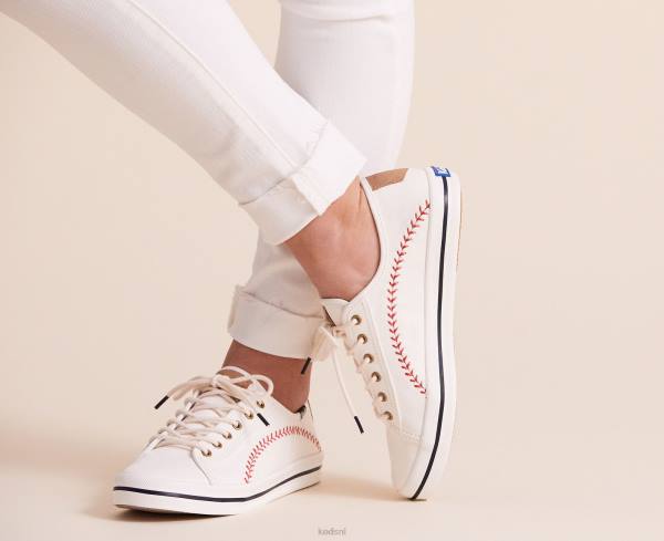 schoenen Keds kickstart wimpel sneaker gebroken wit canvas vrouwen 86BZ131